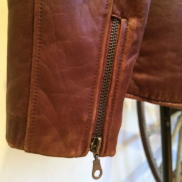 HURRICANE COLLECTION Gray Shearling & Brown Glove Soft Genuine Leather Jacket - Picture 8 of 11